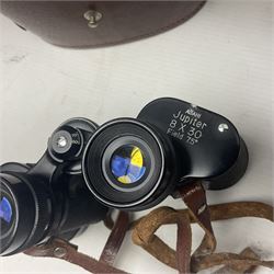 Pair of Asahi Pentax Prism binoculars, a pair of Dolland binoculars, other binoculars, including cased examples and a Miranda Pro 3 tripod