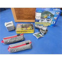 TimberTeck ESW12 electric winch, Bosch drill, Camping Cook stove, and two Ultra-Lite Camping chairs