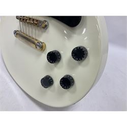 2010 Gibson Les Paul studio guitar, serial no101500537 in white finish with gold and pale green hardware, in Auden soft carry case, guitar L100cm