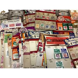 Collection of stamps including packets still mounted to the original shop cards, reading 'A Darracott Product Stamps 1d per pkt' etc, Countries include China, Spain, Argentina, Liberia, Denmark etc, in one box