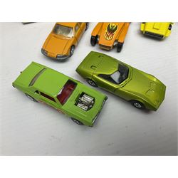 Matchbox 1-75 Series 'Superfast' ex-shop stock - eight models comprising 45c Ford Group 6, 52c Dodge Charge Mk.III, 53d Tanzara, 54c Ford Capri, 56c Pinifarina, 58d Woosh 'n' Push, 60c Lotus Super Seven and 62d Dragster; all boxed (8)