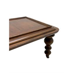 Milling Road - cherry wood coffee table, rectangular top with rounded corners, on turned feet with castors