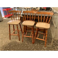 Three pine bar stools - THIS LOT IS TO BE COLLECTED BY APPOINTMENT FROM DUGGLEBY STORAGE, GREAT HILL, EASTFIELD, SCARBOROUGH, YO11 3TX