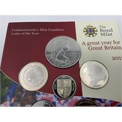 Two The Royal Mint United Kingdom 'Commemorative Coins of the Year' sets, dated 2011 and 2012, in card folders