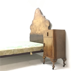 Queen Anne style walnut bedroom suite consisting of double arched top wardrobe, two doors, plinth base on shell carved cabriole feet (W123cm, H200cm, D55cm) a matching knee hole dressing table, raised mirror back, five drawers, shell carved cabriole legs (W114cm, H165cm, D60cm) a double 4'6