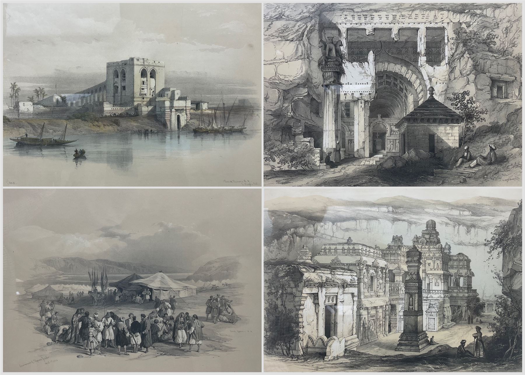 After David Roberts RA (Scottish 1796-1864): Egypt and the Holy Land, various 19th century and later lithographs, mostly framed (qty)
