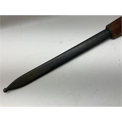 Swiss Schmidt-Rubin M1914 pioneer bayonet, with 48cm steel saw-back blade, the ricasso stamped, ''Waffenfabrik, Neuhausen'', the crosspiece stamped Swiss cross, steel scabbard, leather frog L64cm overall