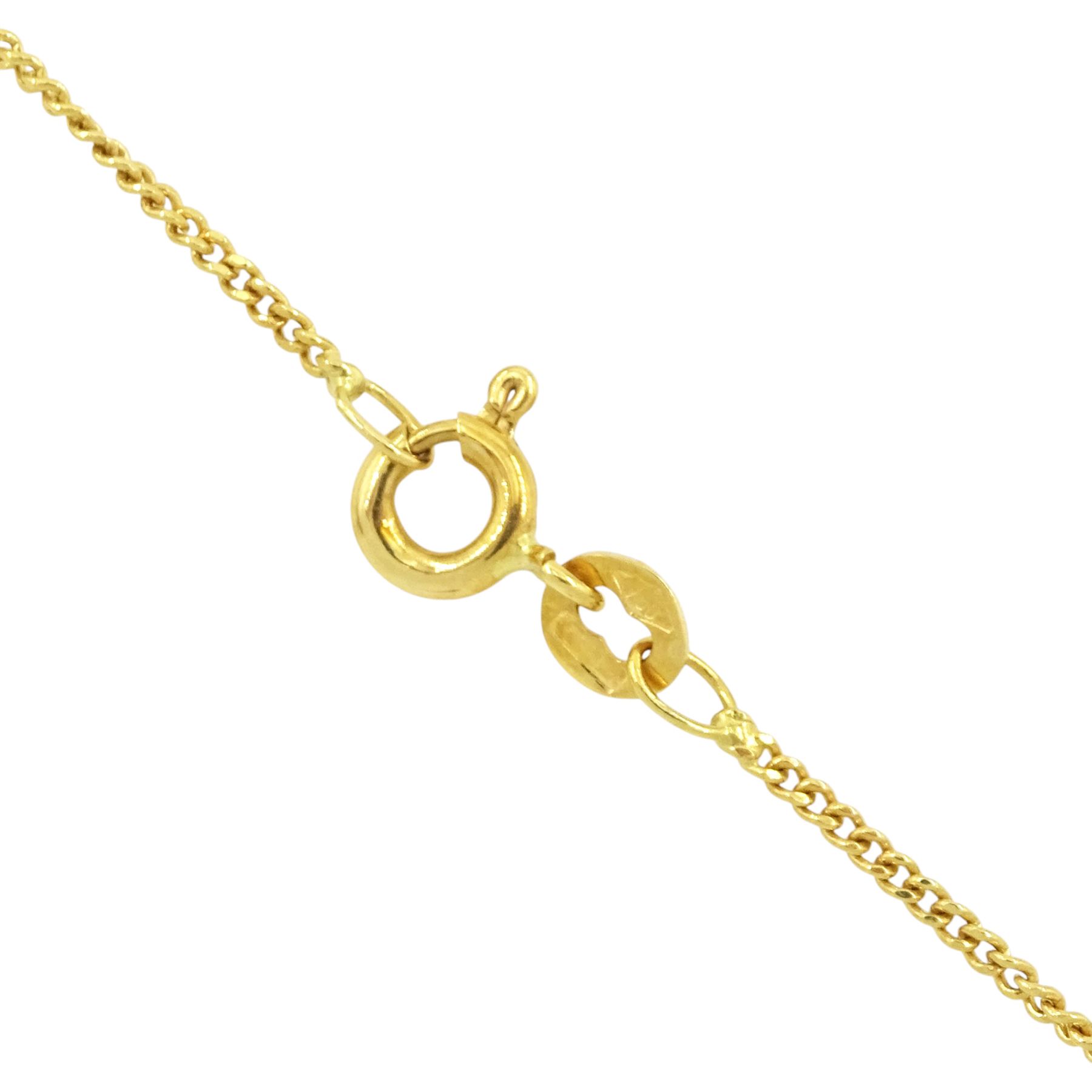 18ct gold pear cut sapphire and round brilliant cut diamond necklace, London import mark 1991, total sapphire weight approx 1.35 carat