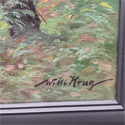 Willi Krug (German 1893-?): Birch Trees near Berlin, oil on canvas signed, labelled verso 70cm x 100cm