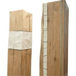 Sophie Olivier (French 1978-): ‘Amour’, 3D sculpture depicting Man & Woman, constructed from driftwood sections with inset ceramic elements and metalwork frames, mounted on a stepped metal base, applied with artist’s plaque and dated 2017