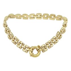 9ct gold brick link bracelet with spring loaded clasp, hallmarked, approx 8gm