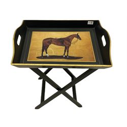 Painted butlers tray on folding stand