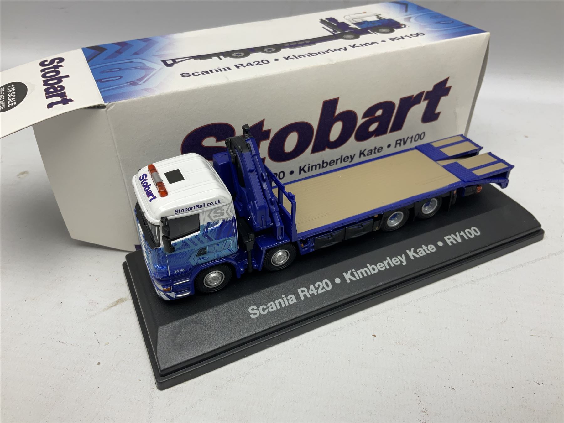 Eddie Stobart - three Corgi die-cast lorries comprising Volvo Short Wheelbase Lorry with Close Couple Trailer; 59516, Renault Curtainside Trailer; 59538 and ERF Curtainside Trailer; 59502, Oxford 1:76 scale die-cast Scania EVO 6 Car Transporter, togther with various Atlas models, all boxed (10)