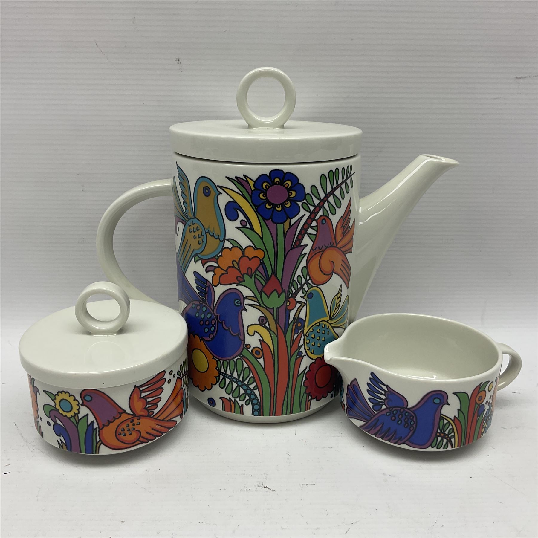 Villeroy & Boch Acapulco pattern coffee set for six, comprising coffee pot, milk jug, sugar bowl, seven coffee cups and six saucers, all with printed mark beneath