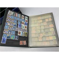 Stamps including first day covers, Royal Mail PHQ cards, Australia, Germany, Canada, Cyprus, Ceylon, Falkland Islands, France etc, housed in various albums, in one box