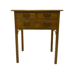 Georgian style chestnut lowboy side table, fitted with tree drawers