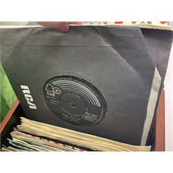Collection of vinyl records, to include Northern Soul LPs and 7 inch singles, and others including Elvis, Elton John, Madonna and Human League etc, some housed in portable record cases