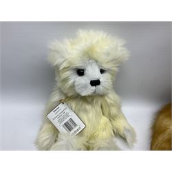 Five Charlie Bears, comprising Chucky Egg CB159030S, and Elwood CB181717, both designed by Heather Lyell, Hodgepodge CB181871A, and Elizabeth CB171752A, both designed by Isabelle Lee, all with tags, and an example CB159011S lacking tag