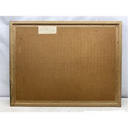 Harriet Dell nee Crossley (British 1945-): Purple Flowers, acrylic and oil on board unsigned, attributed on label verso 60cm x 80cm