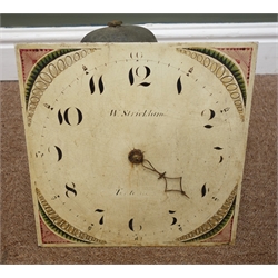  19th century 30 hour birdcage longcase clock movement with 11ion square painted dial inscribed W.Strickland  