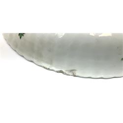 18th century Chinese bowl, decorated in the famille verte palette, of circular form with lobed edge, painted with central figural scene contained within a border of landscape panels and flowers, D27cm