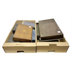 Cased canteens of fish knives and forks, together with part canteen in oak box and various other cased flatware, in two boxes 