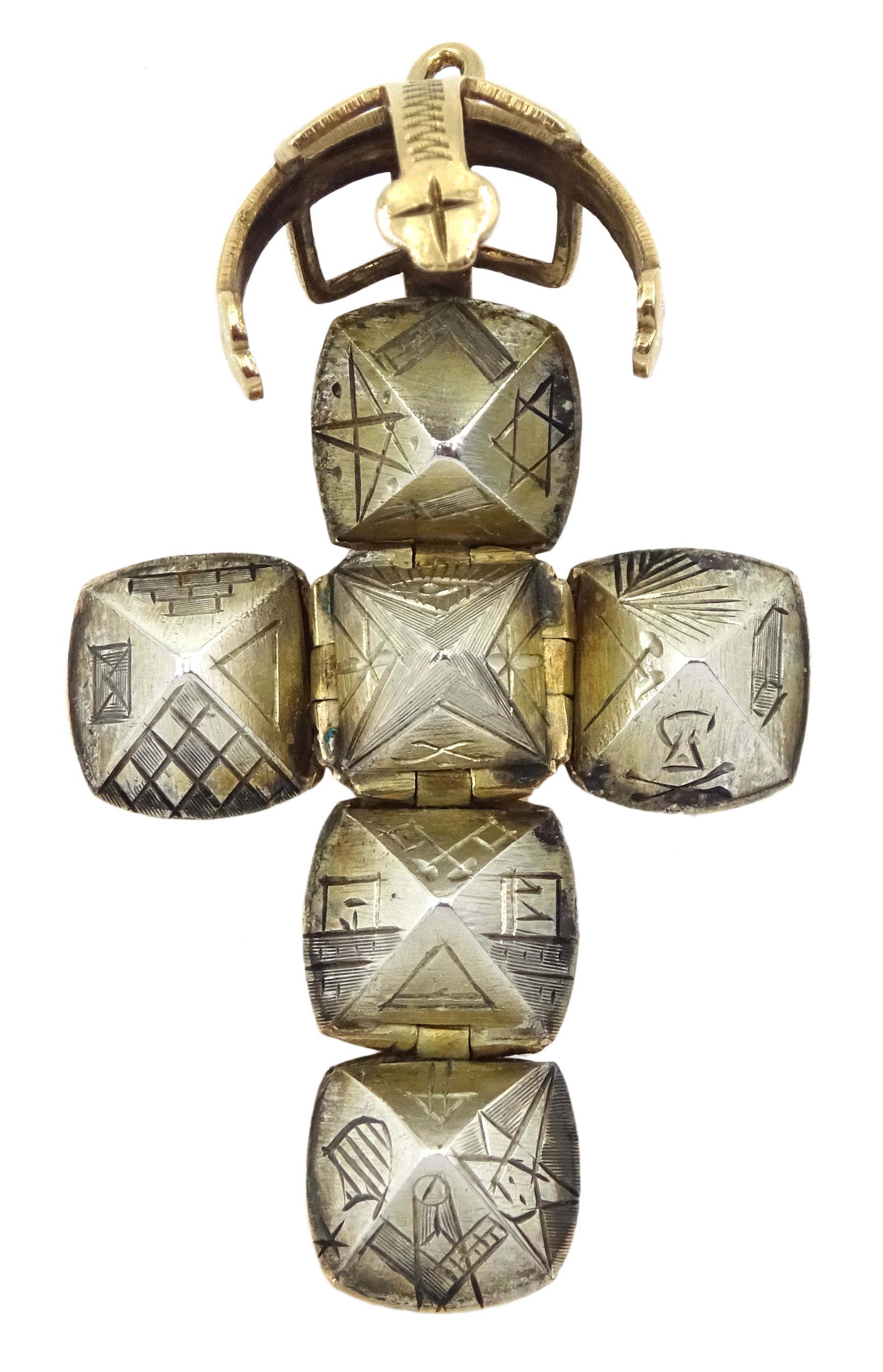 Gold and silver Masonic folding orb pendant