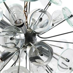 Sputnik chandelier, with glass disc decoration, drop 45cm 