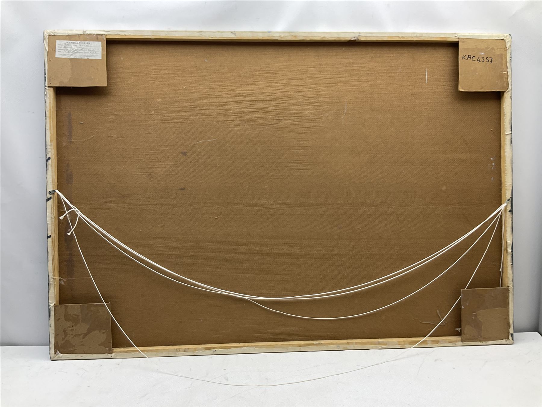 Peter Van Straten (South African 1972-): 'Breast-Stroke' Flying Girl and Terrier, oil on canvas laid on board signed, titled verso 95cm x 139cm (unframed)
Provenance: with Knysa Fine Art, 8 Grey St., Knysa, South Africa, label verso