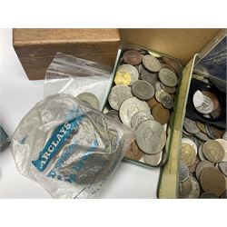 Great British and World coins, including a small number of pre 1920 silver coins, pre-decimal pennies, commemorative crowns, various part filled 'The London Mint Office' commemorative coin folders, Britain's First Decimal Coins sets in blue folders, pre-Euro coinage, United States of America coins etc