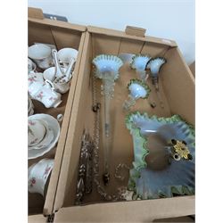 Large quantity of collectables, including Kunde clock, glassware, Danby, ceramics etc, in twelve boxes   