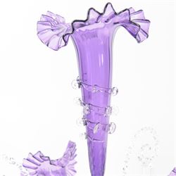 Victorian style English three basket amethyst glass epergne, H62cm