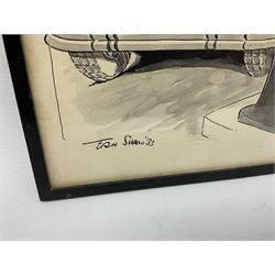 Ernest (Ern) Shaw (1891-1986), ink cartoon entitled 'The Indomitable Spirit' referring to Benno Pearlman (BP) civic dignitary of Hull, signed and dated '33, 37.5 x 27cm; in ebonised frame with Hull Daily Mail biographical newspaper cutting verso reporting Ern Shaw's death in 1986; together with a framed print from the Sunday Graphic October 13th 1929 entitled 'Some of Hull's Leading Citizens - As seen by Matt.' (2)