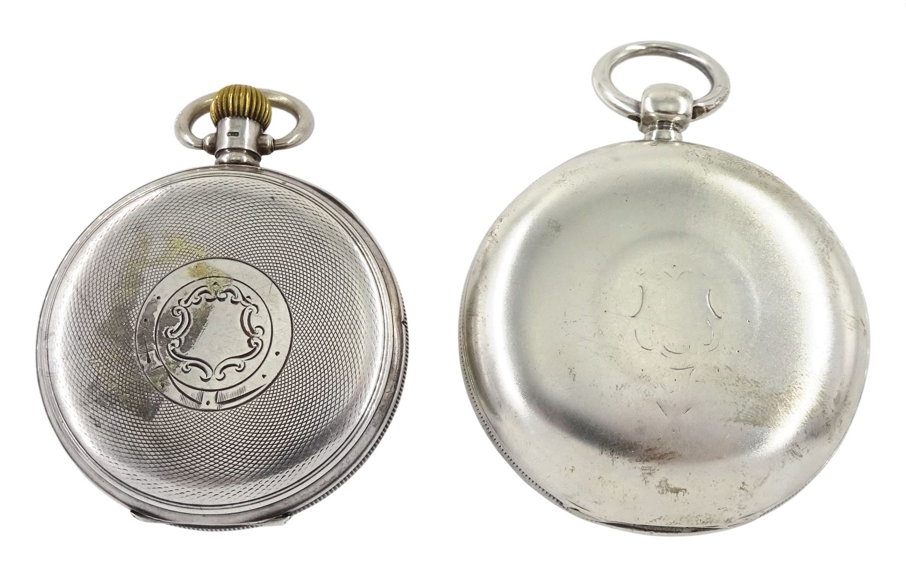 Victorian silver open face key wound pocket watch by Waltham, Mass, the movement signed P.S. Bartlett, No. 2315036, Birmingham 1883 and one other silver keyless lever pocket watch, case by Dennison