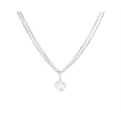 Boodles platinum diamond pendant necklace, single heart cut diamond of approx 0.40 carat, ...