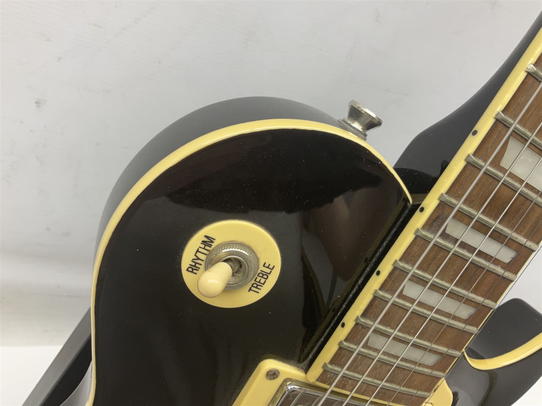 Aria Les Paul style electric guitar, no.037704CH L102cm; with amplifier, soft carrying case and stand; together with various guitar songbooks etc