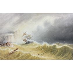 Joseph Eaman (British 1853-1907): Ship near Flamborough Head, watercolour with scratching ...