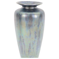 Tony Laverick for ASL ceramics, two vases, decorated in iridescent glaze, with impressed mark beneath largest H23cm 