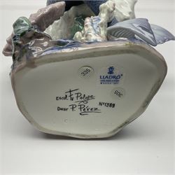 Lladro figure, Beneath the Waves, modelled as a mermaid and seahorse upon a wooden plinth, no 1822, limited edition 1389/2500, with certificate and original box, H32cm 