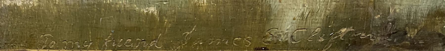 George Faulkner Wetherbee RI ROI (American 1851-1920): Upland Landscape, oil on panel signed dated 1891 and inscribed 'To my friend James E Clifton' 14cm x 23cm