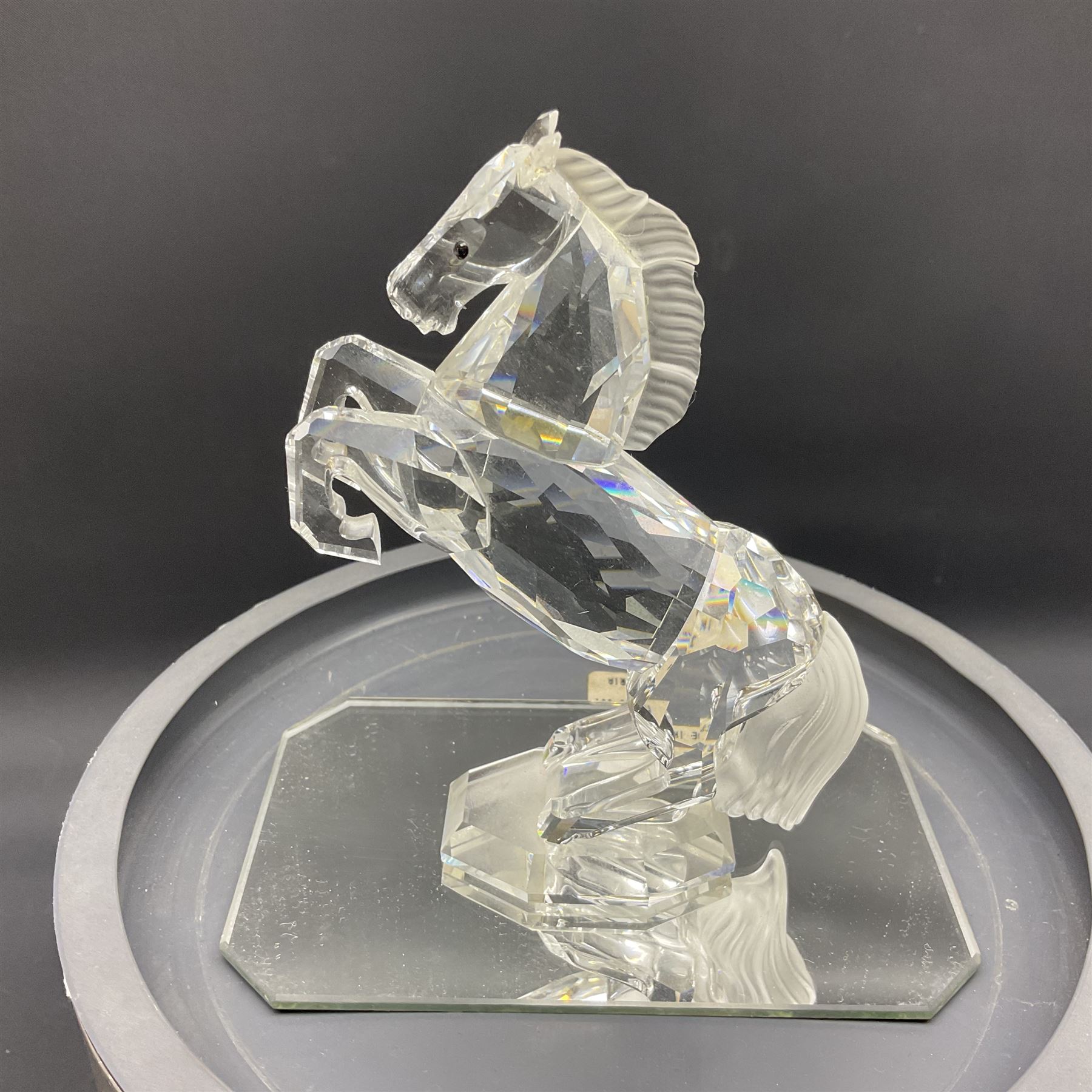 Five Swarovski Crystal figures, comprising giraffe, deer, hummingbird, rose and rearing horse, all with original boxes 