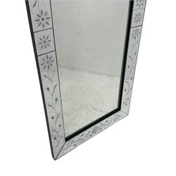 Laura Ashley - rectangular bevelled frameless mirror, decorated with trailing foliage and flower heads