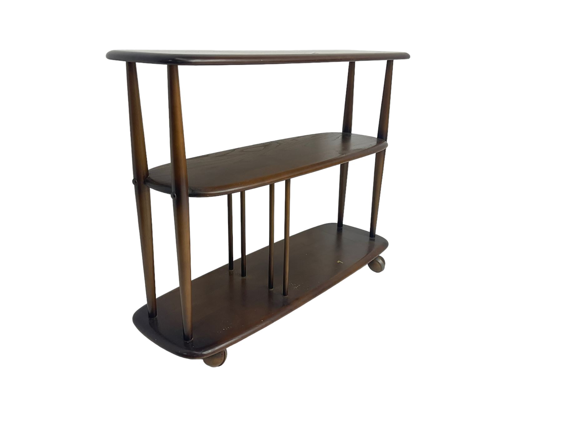 Ercol - elm and beech three tier stand on castors