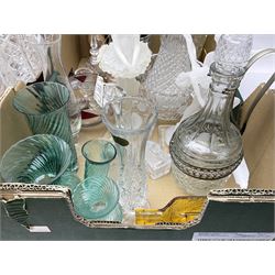 Silver plate claret jug, with a quantity of glassware and five pieces of 'The Art of Chokin' etc, in two boxes