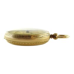 Victorian 18ct gold open face ladies key wound pocket watch by James Scott & Son, Kendal, No. 59876,  gilt dial with Roman numerals, Thomas R Russell & Co, Chester 1872