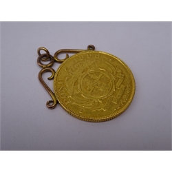  South Africa 1898 gold pond coin, with pendant mount, total weight 8.5 grams  