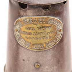 Three mining lamps, including John Davis & Son no. 2 B safety lamp, Protector Lamp & Lighting Co Type SL no. 29 lamp and one other