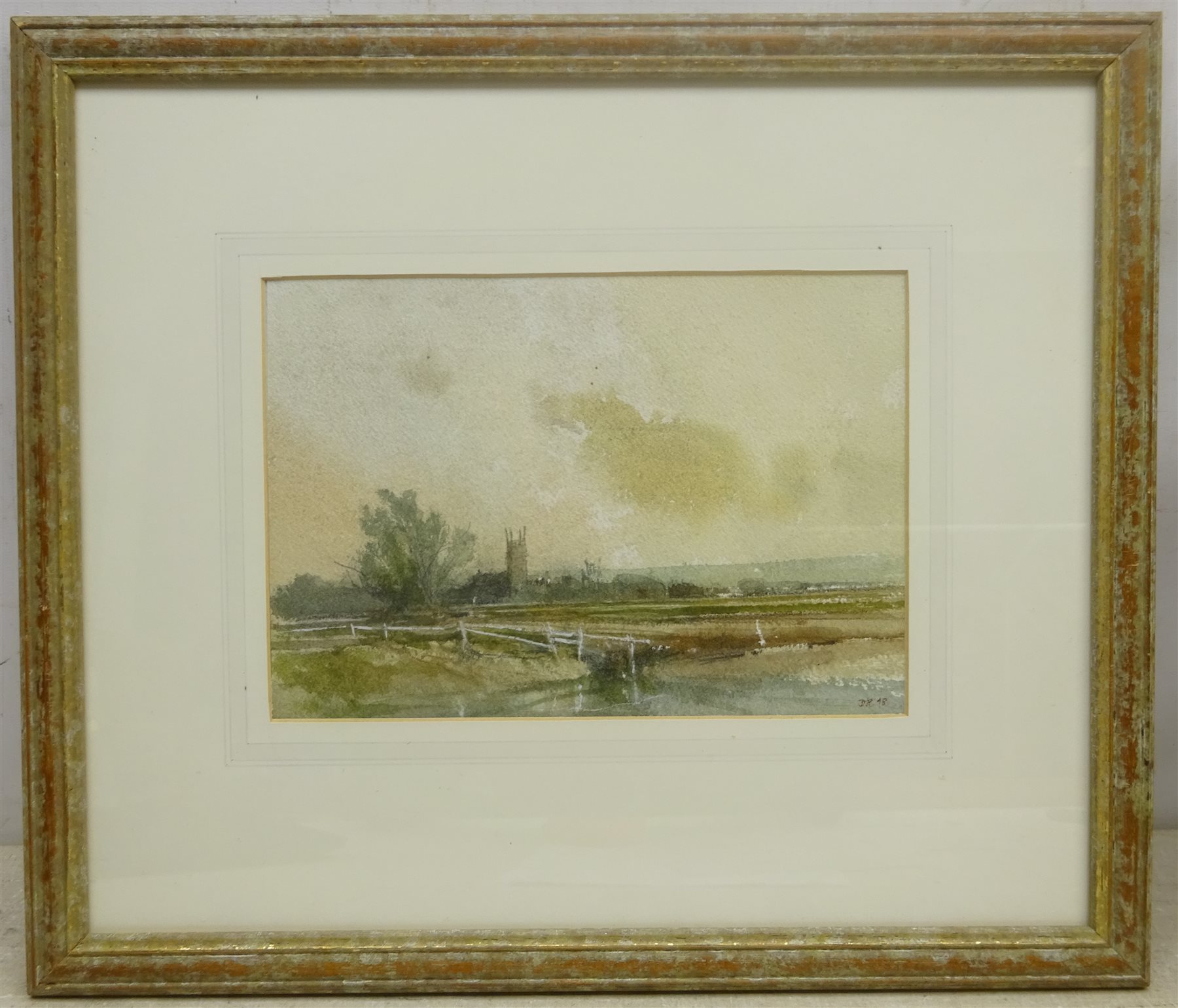 David John Crockett (British 1923-2009): 'Hampton Lucy', watercolour signed, titled on Richard Hagen gallery label verso 17cm x 25cm