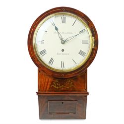 Late Regency drop dial wall clock, the white 19cm dial inscribed 'James Heselton, Beverley...