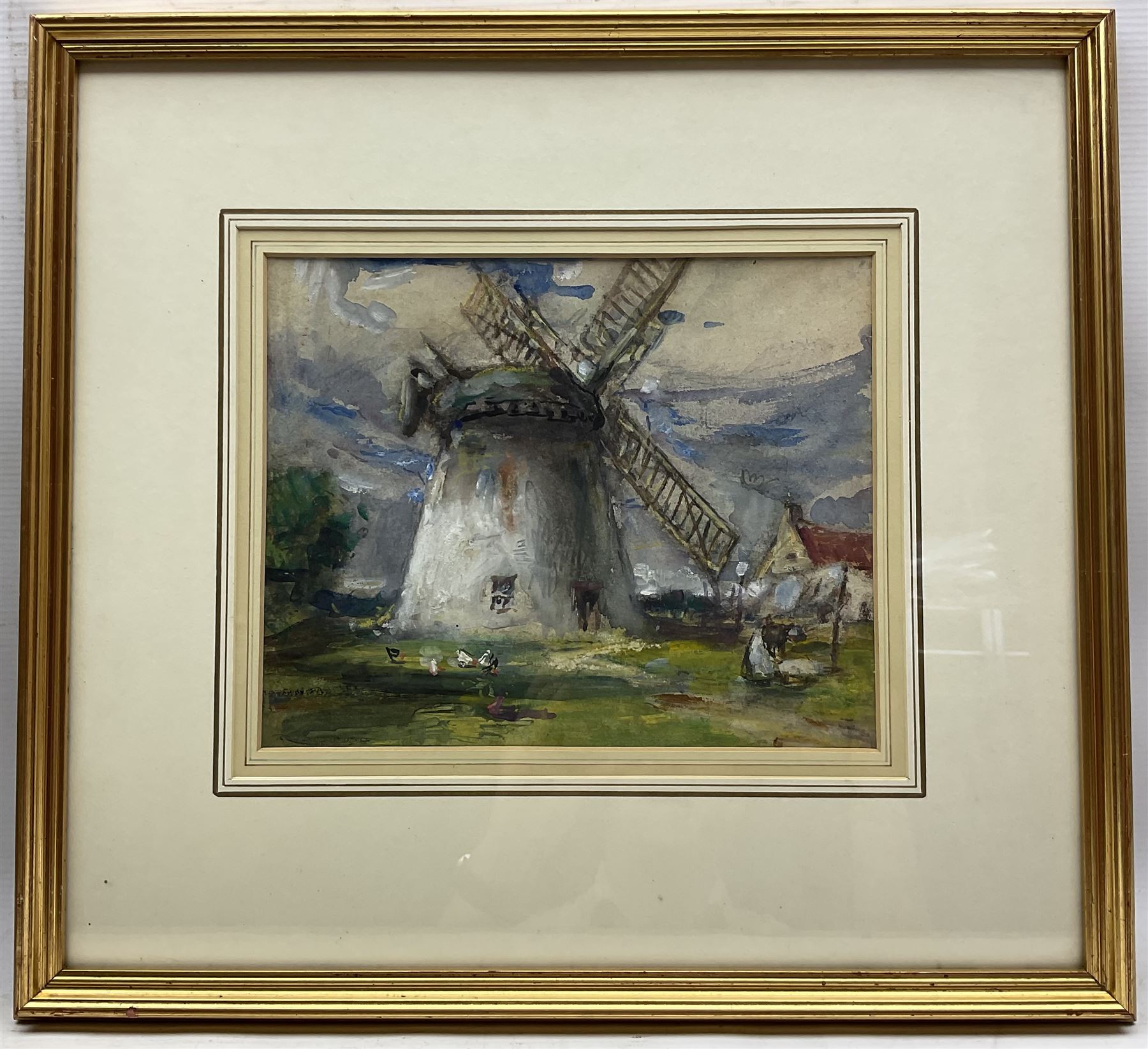 Rowland Henry Hill (Staithes Group 1873-1952): Hanging out Washing at Ugthorpe Mill, watercolour signed 21cm x 26cm